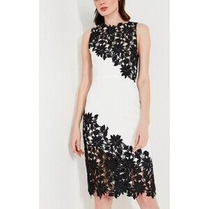 NWT. $498 Alice + Olivia Lace Pattern Midi Length Dress Sz M.